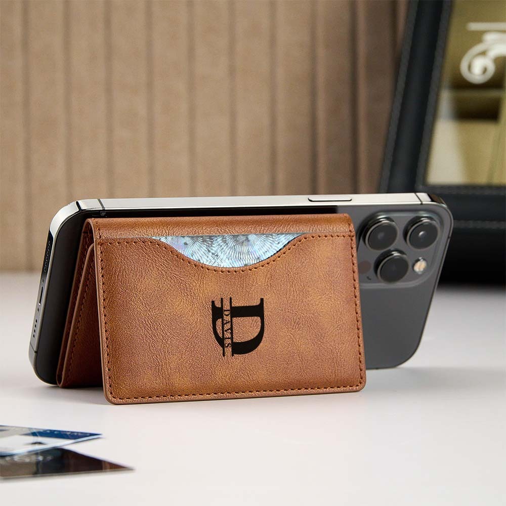 New Rotating Magnetic Wallet Stand – Multi-Card Holder with Secure Snap-On Design - 