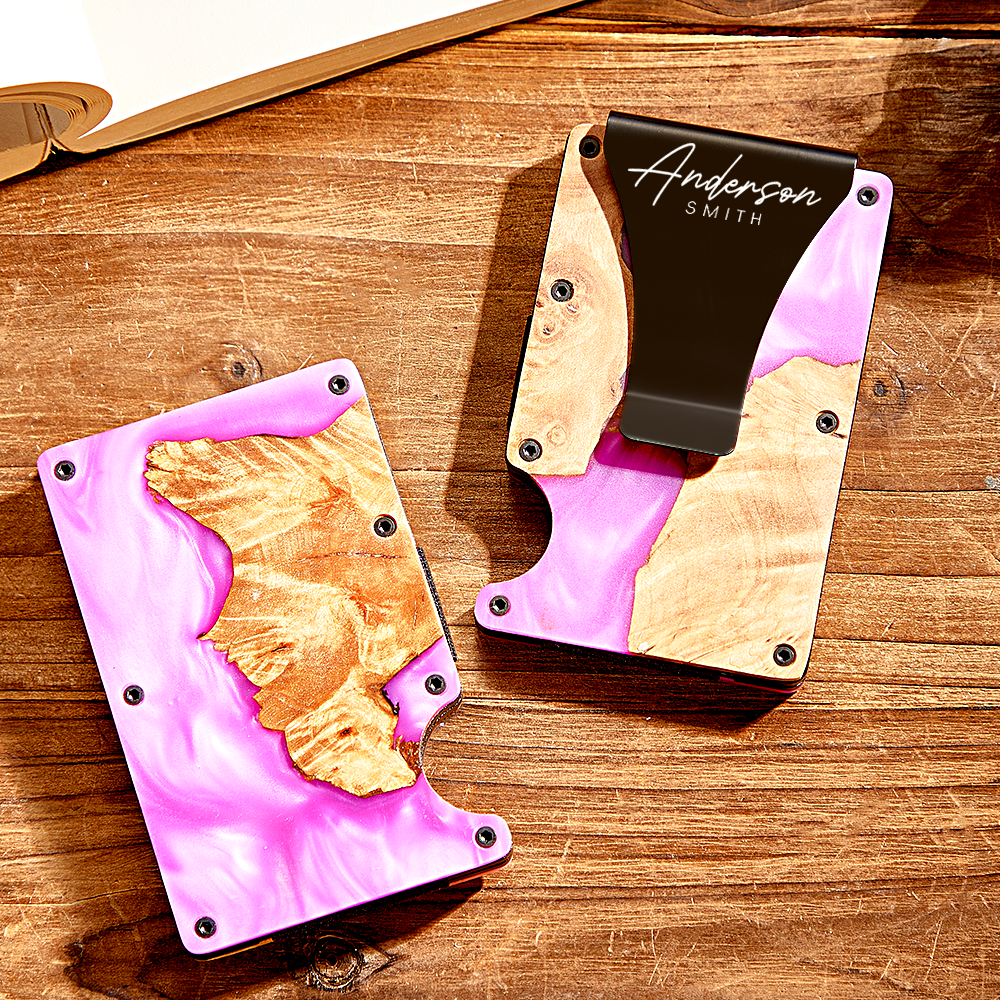 Unique Christmas Gift For Men, Resin Wood Money Clip, Card Holder Wallet, Groomsmen Gifts, Fathers Day Gift, Mens Wallet, Handmade Gift For - 