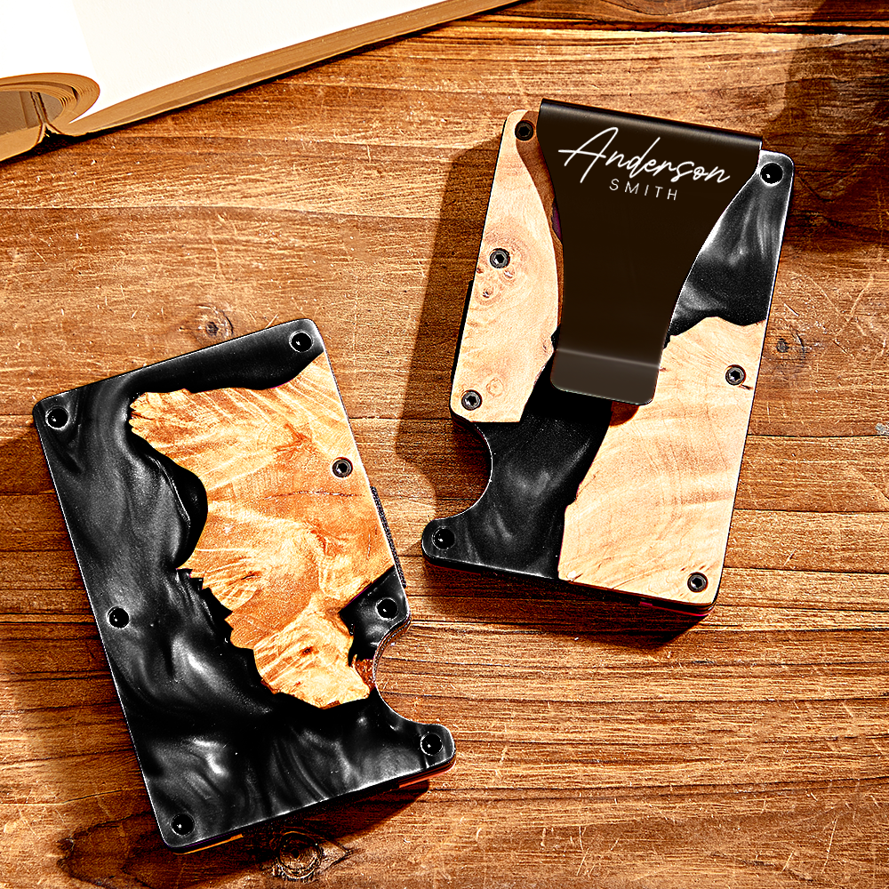 Unique Christmas Gift For Men, Resin Wood Money Clip, Card Holder Wallet, Groomsmen Gifts, Fathers Day Gift, Mens Wallet, Handmade Gift For - 