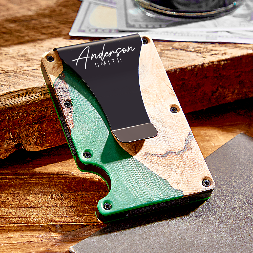 Unique Christmas Gift For Men, Resin Wood Money Clip, Card Holder Wallet, Groomsmen Gifts, Fathers Day Gift, Mens Wallet, Handmade Gift For - 
