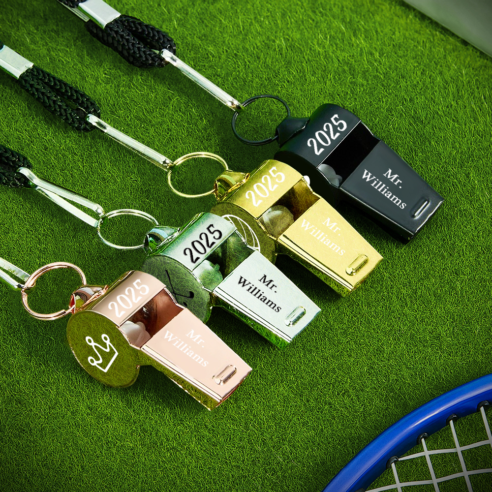 Personalised Whistle with Engraving, Custom Sport Gift for Football Basketball Volleyball Soccer Baseball Coach, Teacher Appreciation Gift - 