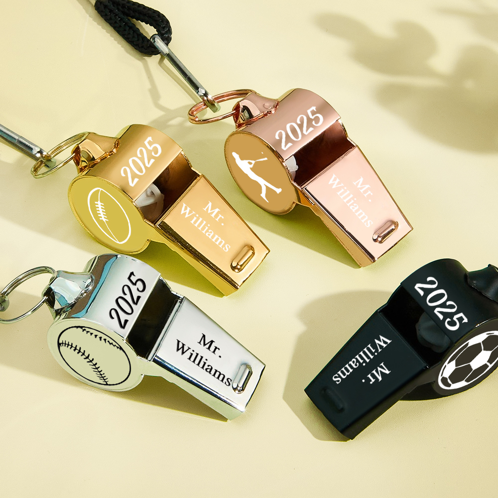 Personalised Whistle with Engraving, Custom Sport Gift for Football Basketball Volleyball Soccer Baseball Coach, Teacher Appreciation Gift - 