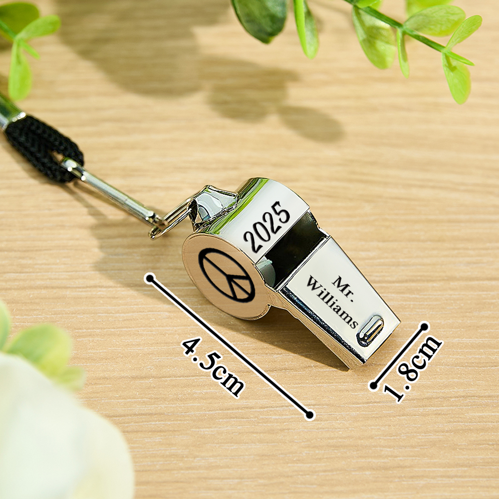 Personalised Whistle with Engraving, Custom Sport Gift for Football Basketball Volleyball Soccer Baseball Coach, Teacher Appreciation Gift - 