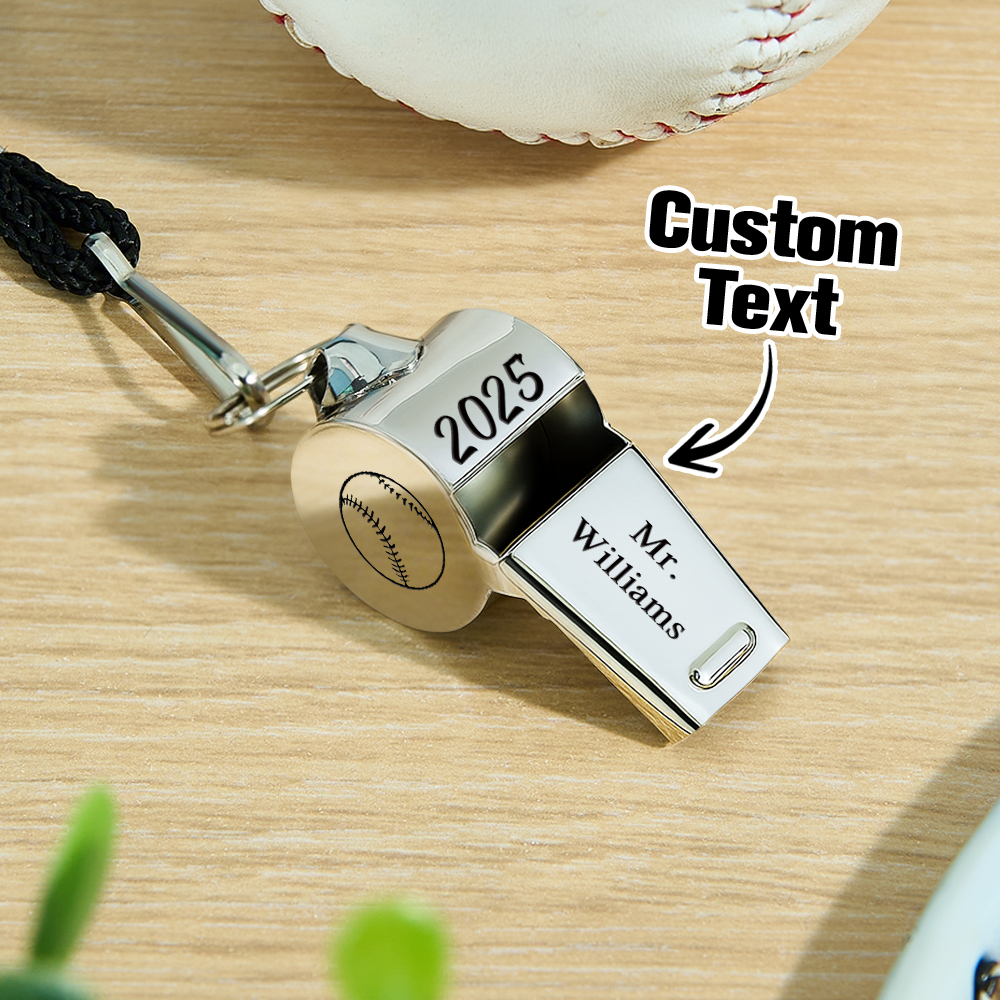 Personalised Whistle with Engraving, Custom Sport Gift for Football Basketball Volleyball Soccer Baseball Coach, Teacher Appreciation Gift - 