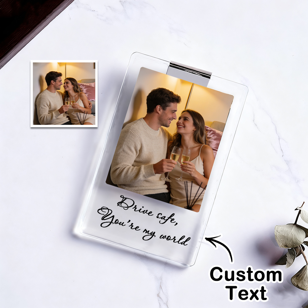 Personalized Car Photo Holder – Custom Sun Visor Clip | Couple Gift - 