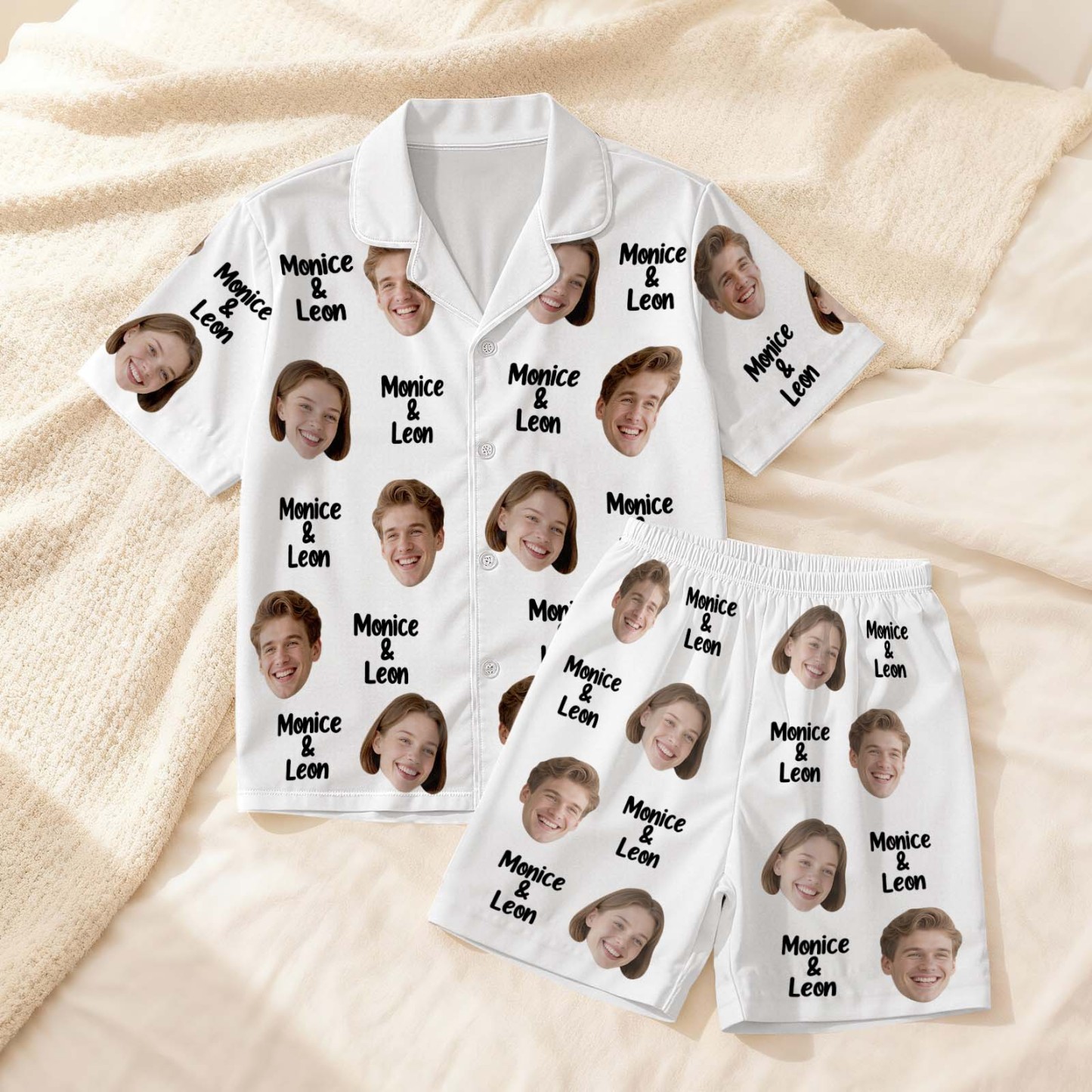 Custom Short Pajamas with Face and Name,Customized Pajama Set For Men/Women,Personalized Short Sleeve Family Pajama Set,Birthday/Party Gifts - MyFacepajamasAU