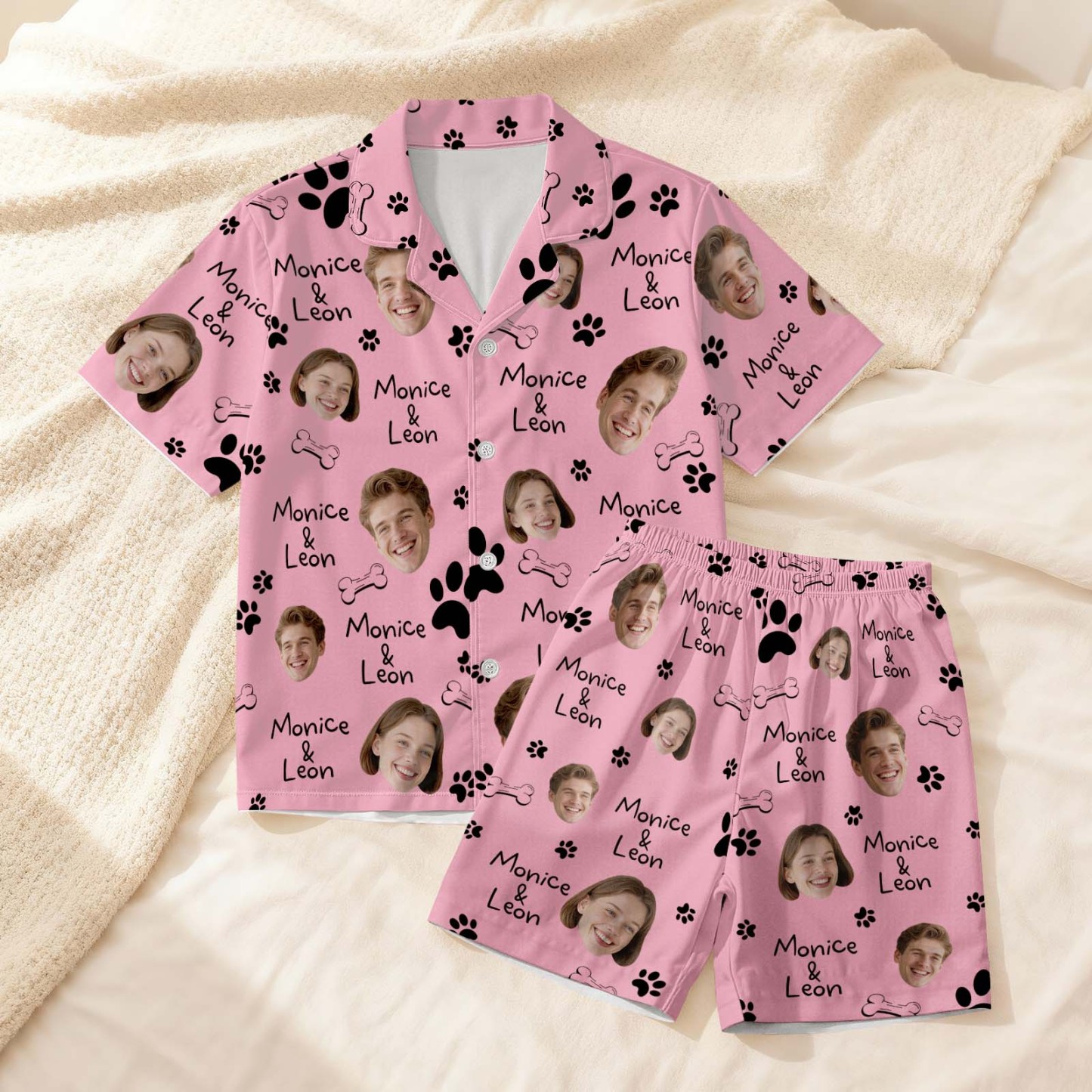 Custom Short Pajamas with Face and Name,Customized Pajama Set For Men/Women,Personalized Short Sleeve Family Pajama Set,Birthday/Party Gifts - MyFacepajamasAU
