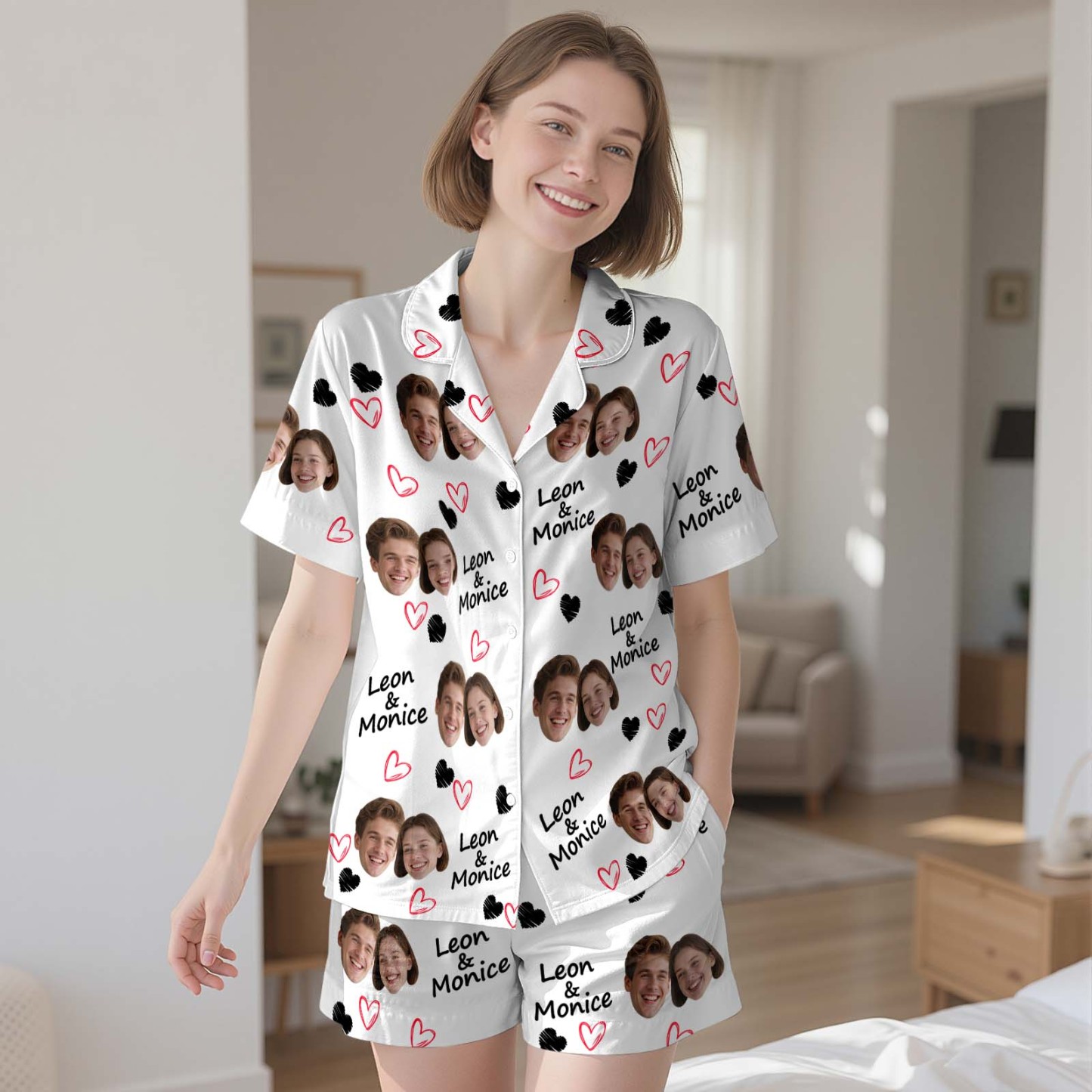 Custom Short Pajamas with Face and Name,Customized Pajama Set For Men/Women,Personalized Short Sleeve Family Pajama Set,Birthday/Party Gifts - MyFacepajamasAU