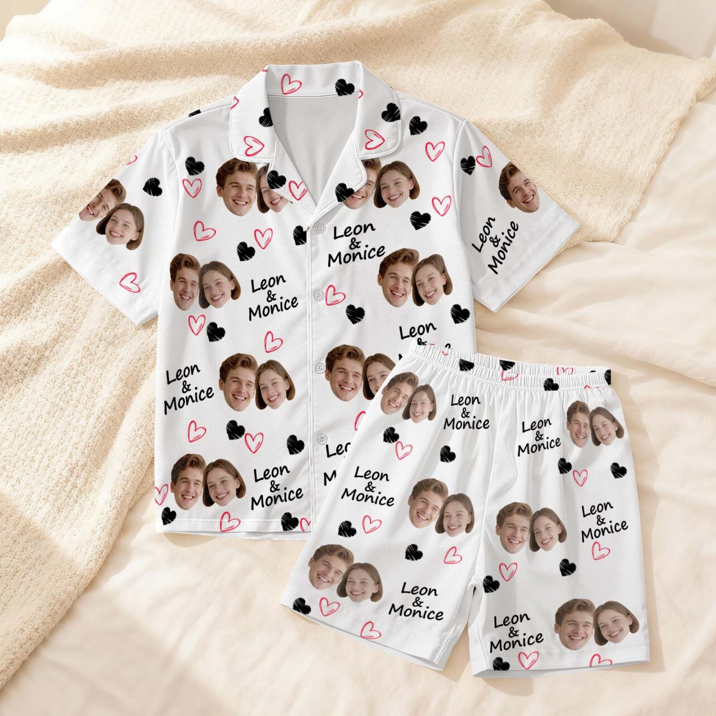 Custom Short Pajamas with Face and Name,Customized Pajama Set For Men/Women,Personalized Short Sleeve Family Pajama Set,Birthday/Party Gifts - MyFacepajamasAU