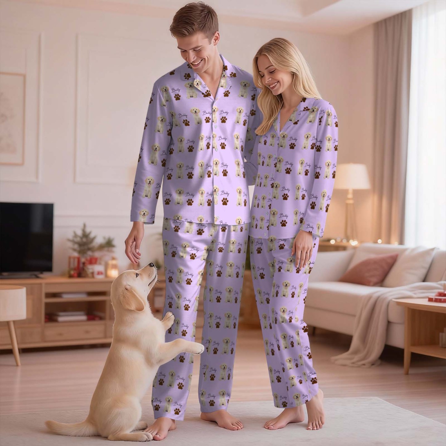 Personalized Family Pajamas, Dog Portrait, Pet Lover Gift, Pajamas Women, Pet Photo Pajamas, Memorial Gift, Gift for Her, Gift for Him - 