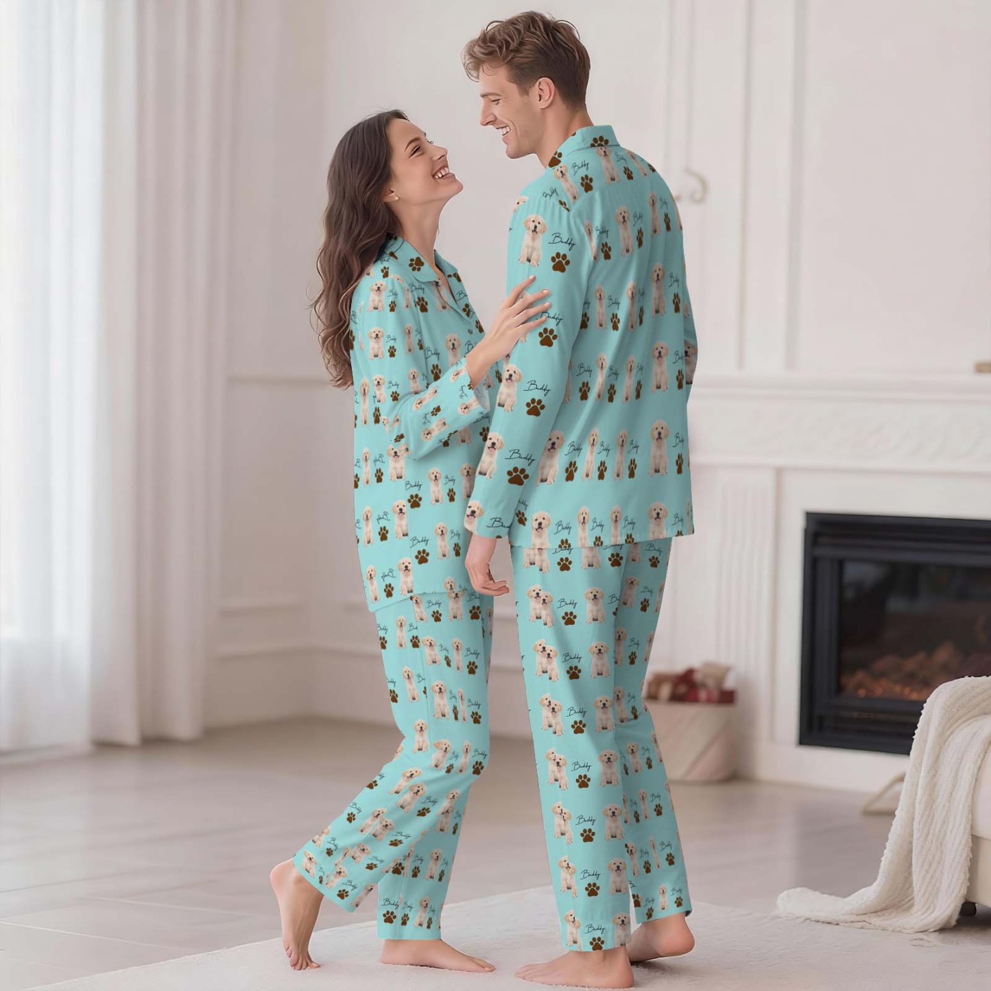 Personalized Family Pajamas, Dog Portrait, Pet Lover Gift, Pajamas Women, Pet Photo Pajamas, Memorial Gift, Gift for Her, Gift for Him - 