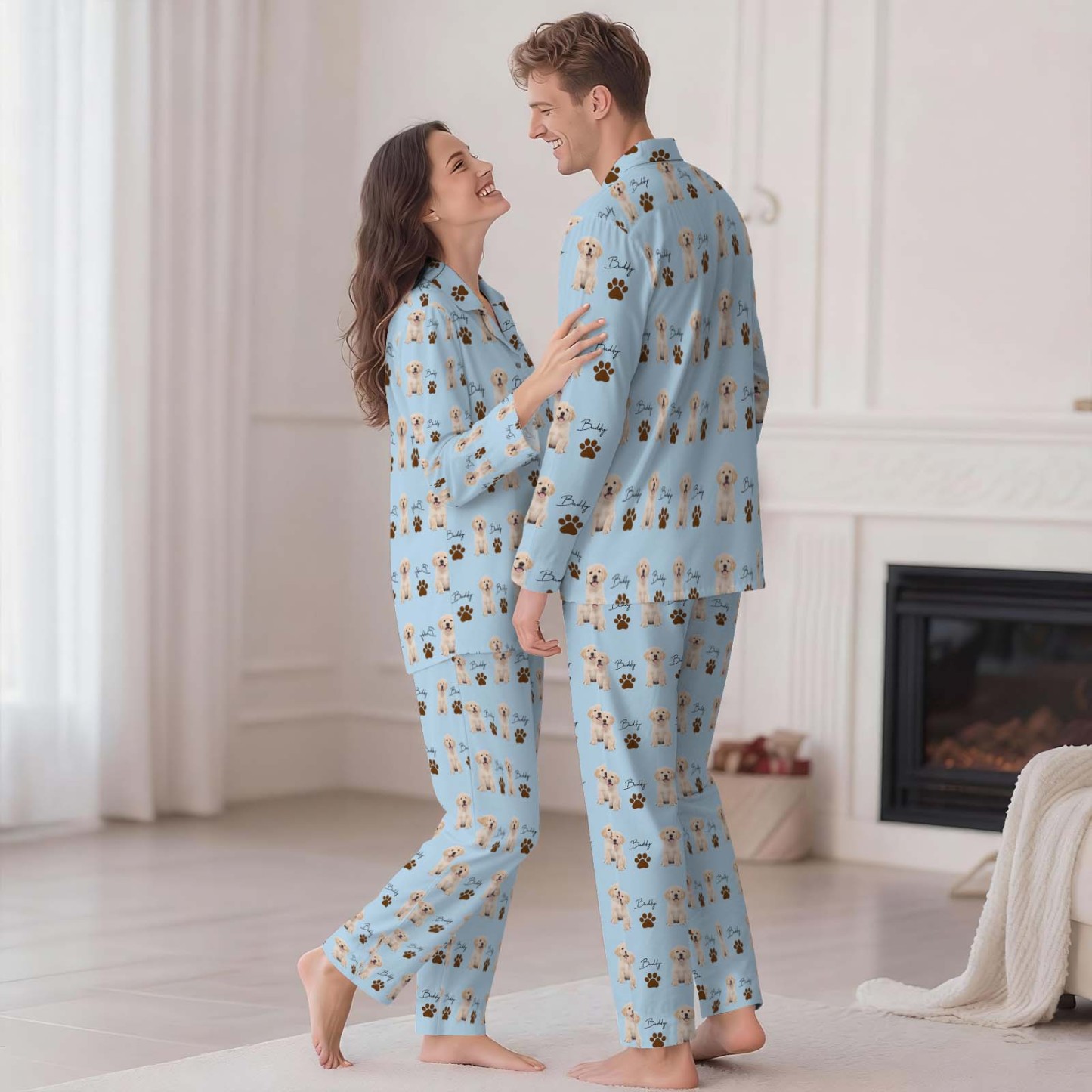 Personalized Family Pajamas, Dog Portrait, Pet Lover Gift, Pajamas Women, Pet Photo Pajamas, Memorial Gift, Gift for Her, Gift for Him - 