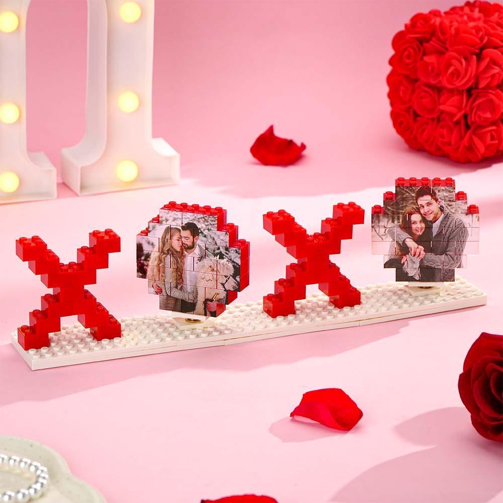 Valentine's Day Gifts Custom Building Brick Photo Block Personalized XOXO Brick Puzzles