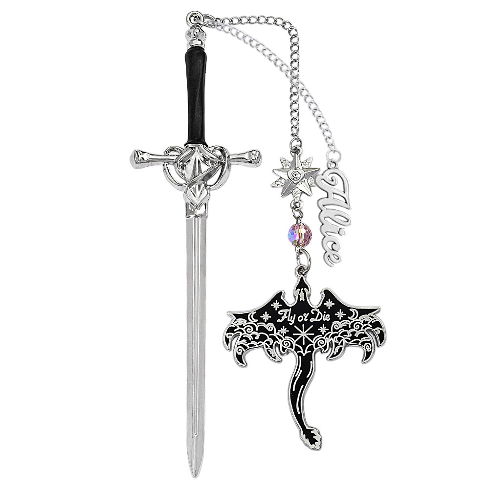 Personalized Dragon Sword Bookmark – Custom Name Fantasy Winged Dragon Metal Charm Gift for Book Lovers -