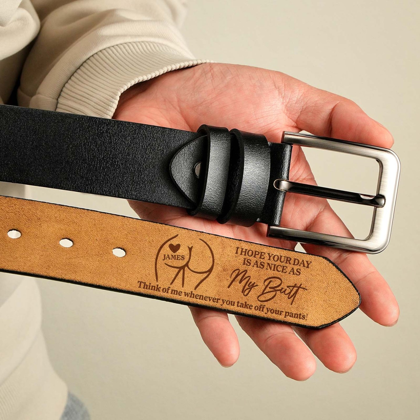 I Hope Your Day Is Nice - Personalised Engraved Leather Belt