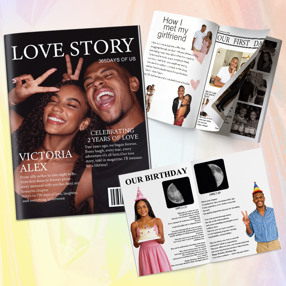 Personalized LOVE STORY Magazine for Couples on Valentine's Day - 