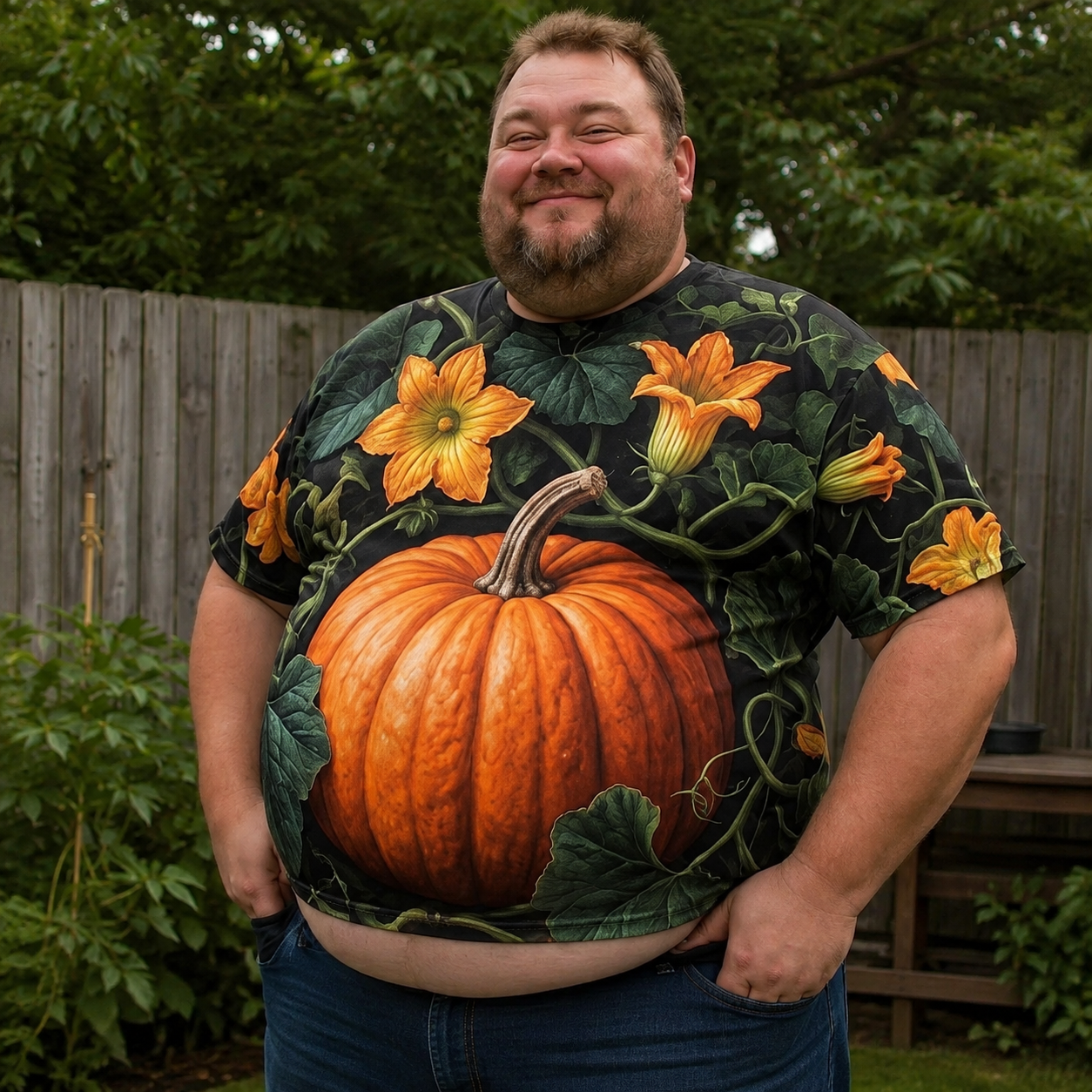 Funny 3D Fruit Belly Graphic T-Shirt - Big & Tall 3D Illusion Summer Tee - 