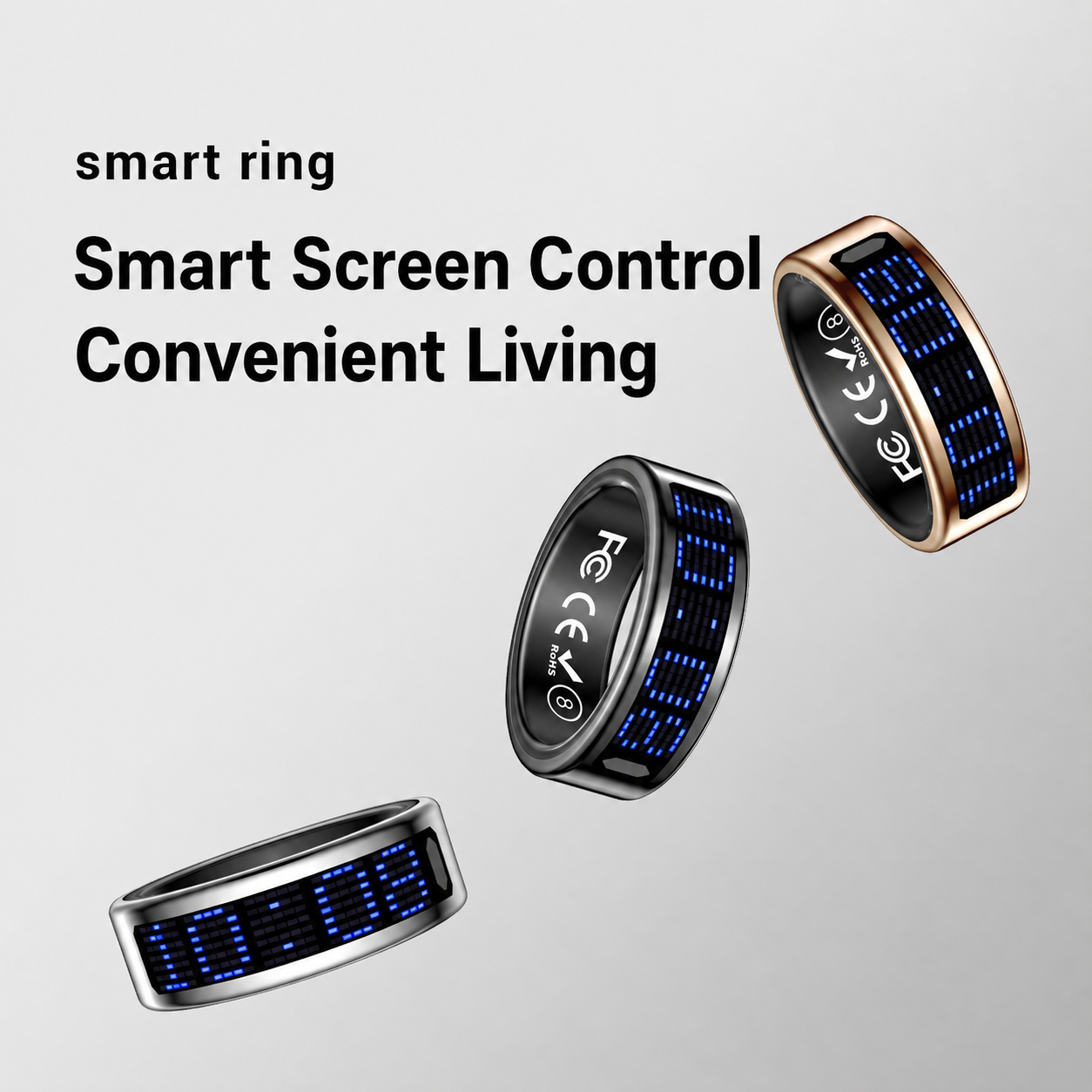 Father's Day Gift – Smart Ring with LED Display, Health & Fitness Tracker with Heart Rate, SpO2 & Call Alerts