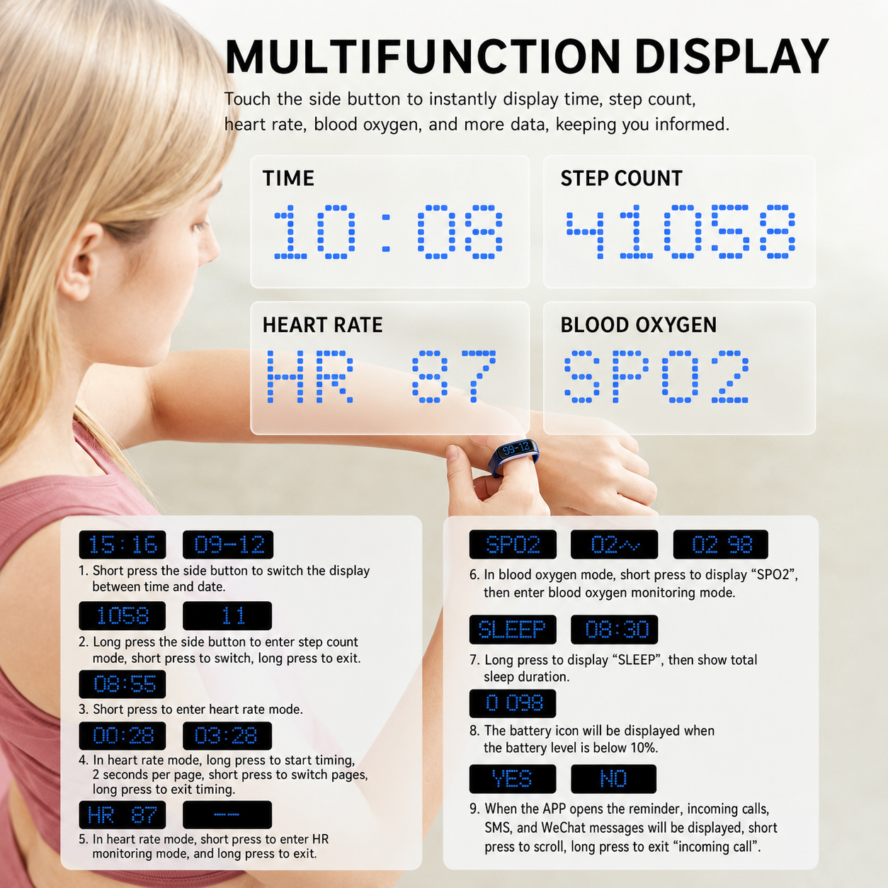 Smart Ring with LED Display – Health & Fitness Tracker with Heart Rate, SpO2, Step Counter & Call Alerts