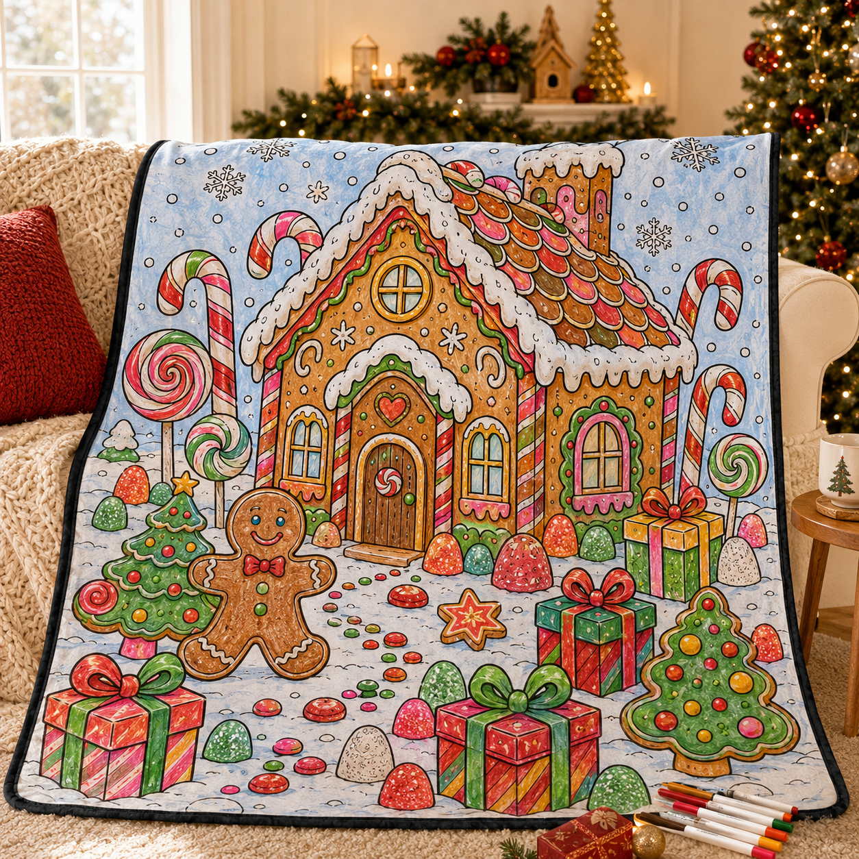 DIY Drawing Blanket (Optional 24-Color Marker Set) Create Your Art Blanket Washable Keepsake Blanket for Kids & Adults - 