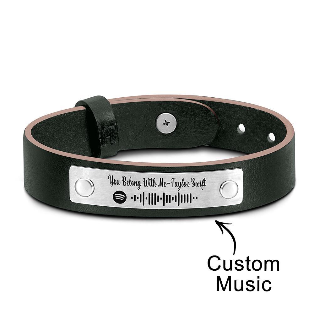 Custom Soundwaves Bracelet Leather Creative Music Gifts - 