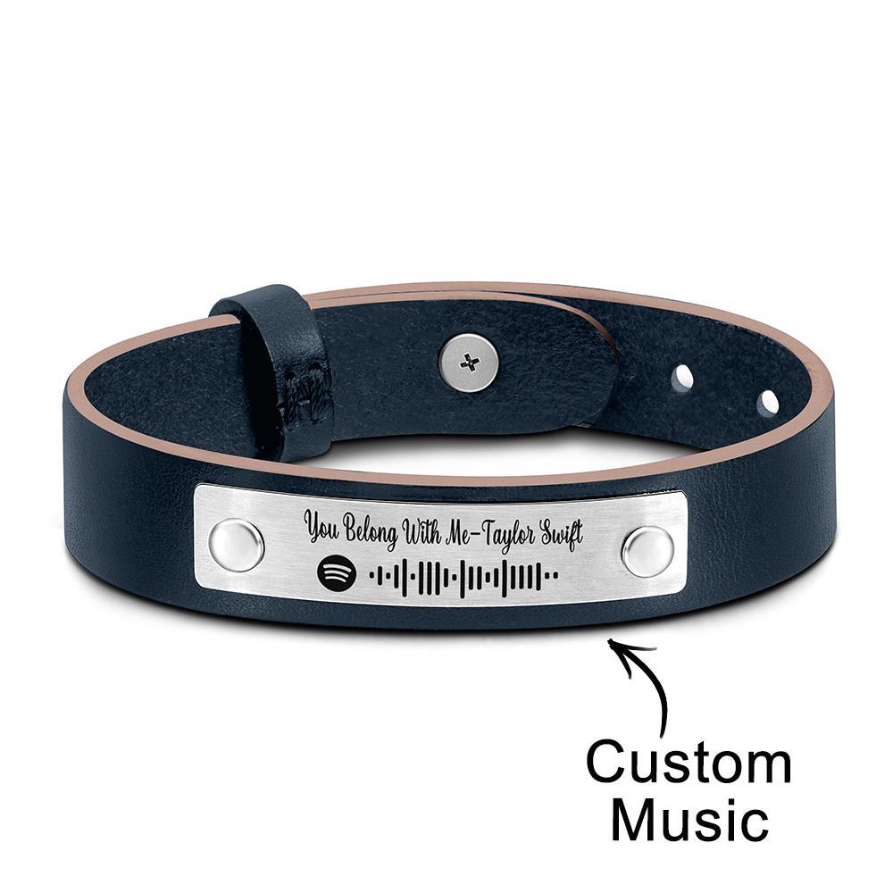 Custom Soundwaves Bracelet Leather Creative Music Gifts - 