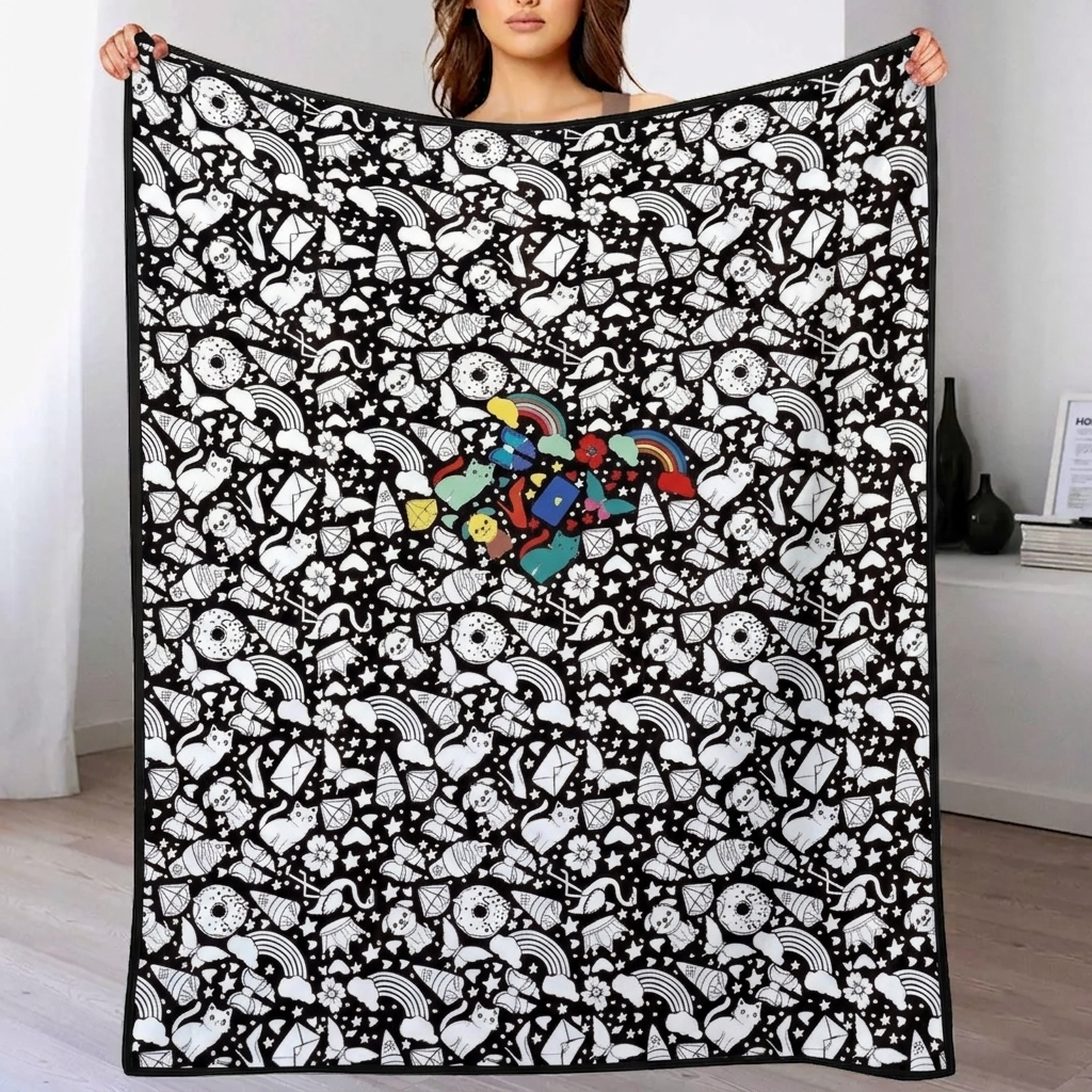 DIY Coloring Blanket with Markers, Color Your Own Blankets, Customizable Washable Diys Colorings Blanket Kits, You Can Color Fuzzy Velvet, Creative Diys Colorings Blankets for Adults