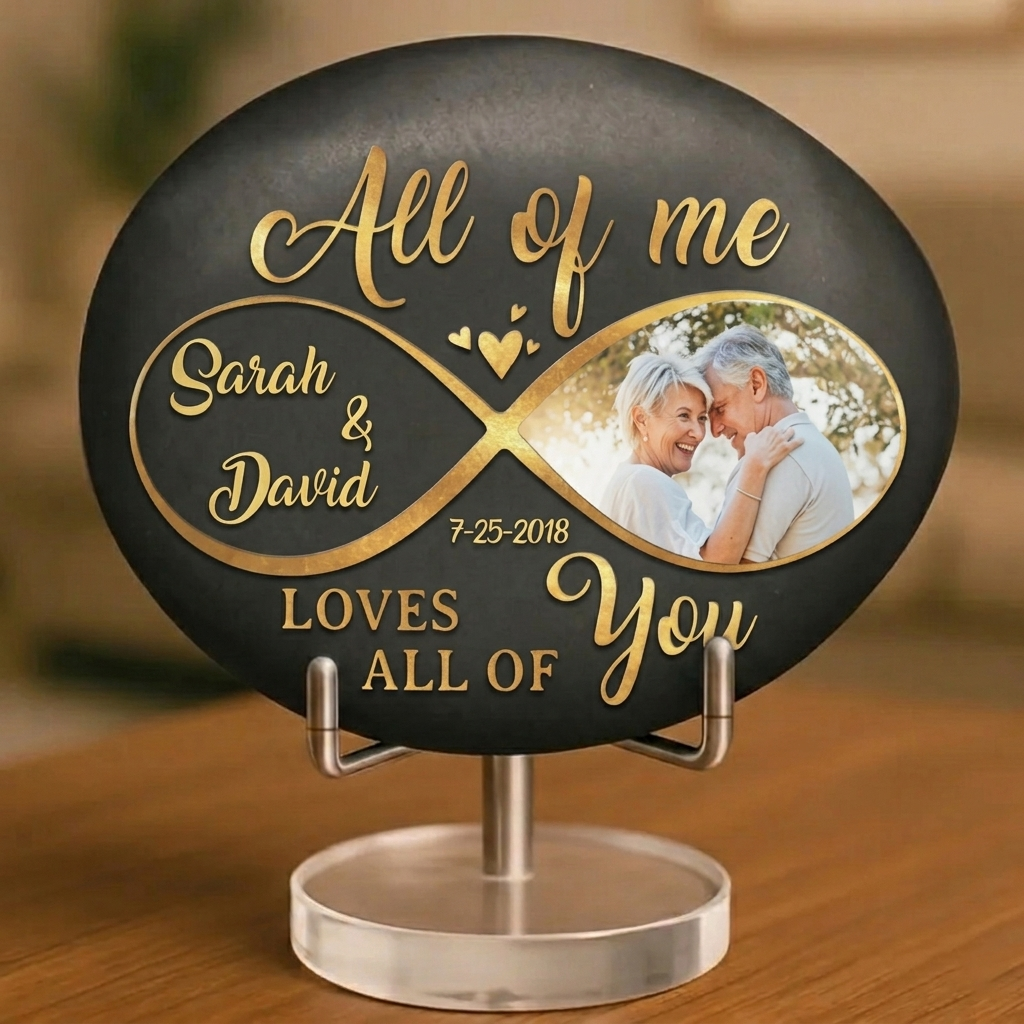 Custom Printed Rock Personalized Anniversary Wedding Gifts For Husband And Wife, Him And Her - 