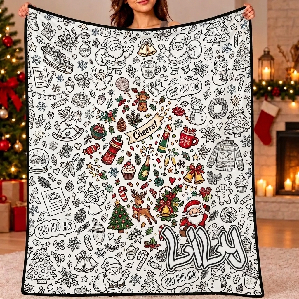 DIY Drawing Blanket (Optional 24-Color Marker Set) Create Your Art Blanket Washable Keepsake Blanket for Kids & Adults - 