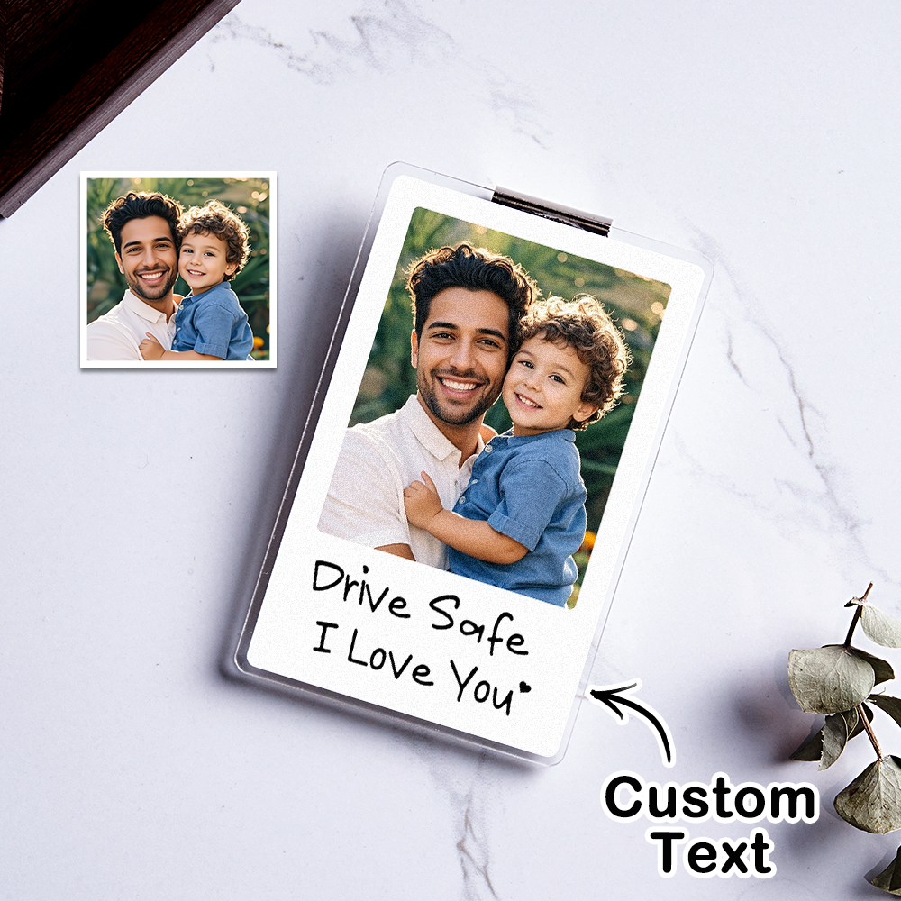 Car Visor Clip with Your Photo - Custom Visor Clip Drive Safe I love you Design - Car Accessories Gifts - 