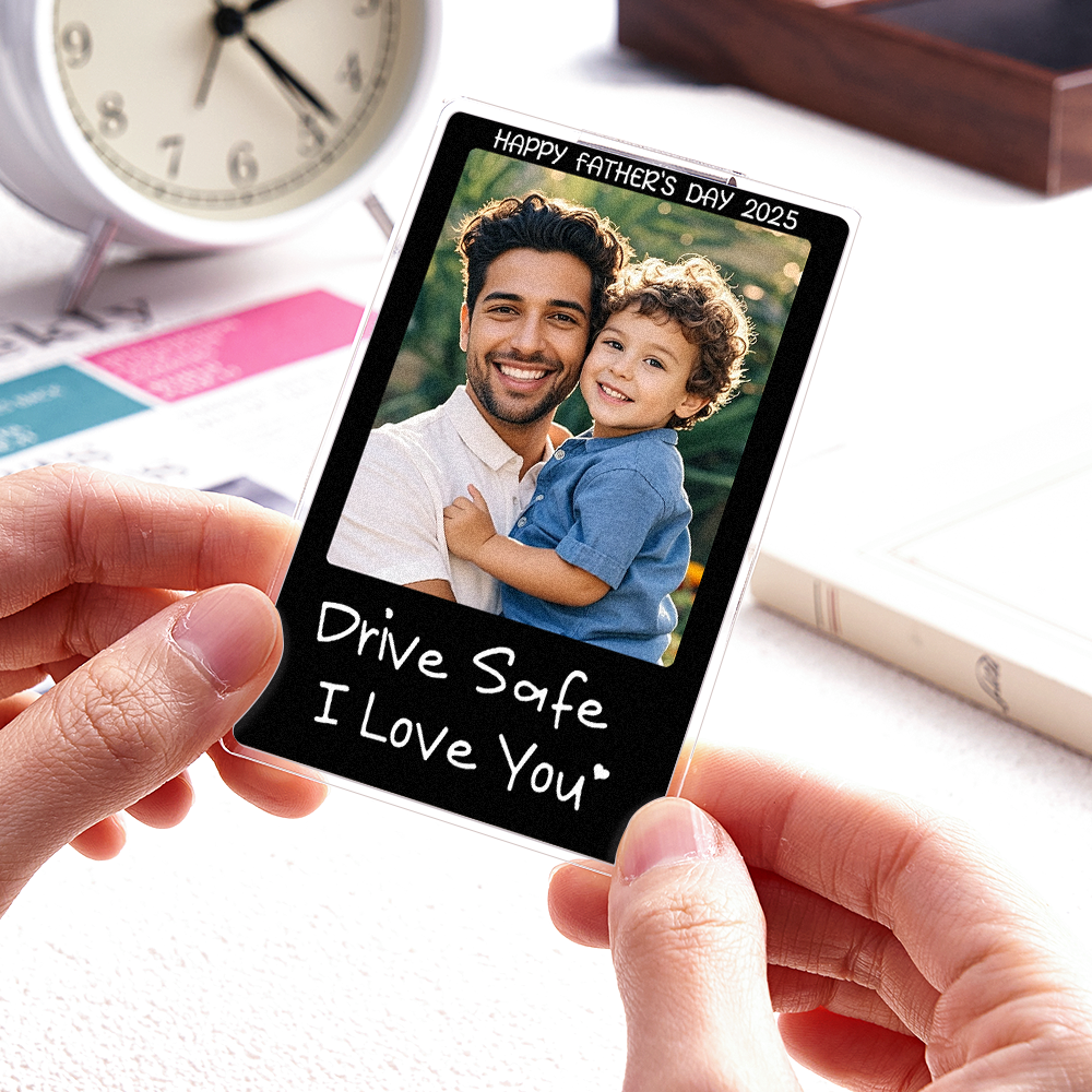 Car Visor Clip with Your Photo - Custom Visor Clip Drive Safe I love you Design - Car Accessories Gifts - 