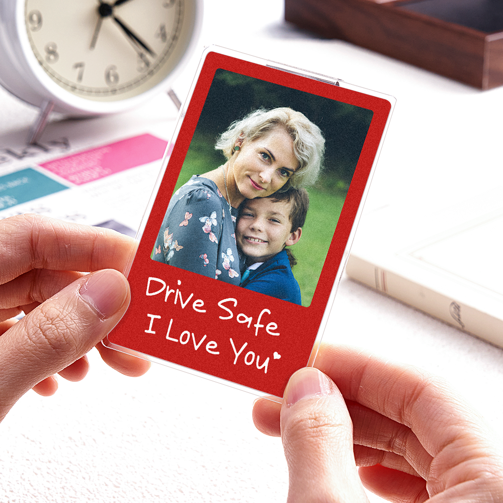 Father's Day Gifts - Drive safe I Love You - Photo Car Visor Clip, Personalized Photo Car Decoration, Polaroid Photo for Car, Gifts for dad, Presents for fathers, Gifts for your father, Gift items for dad, Gift for him - Personalized Photo Car Visor Clip - 