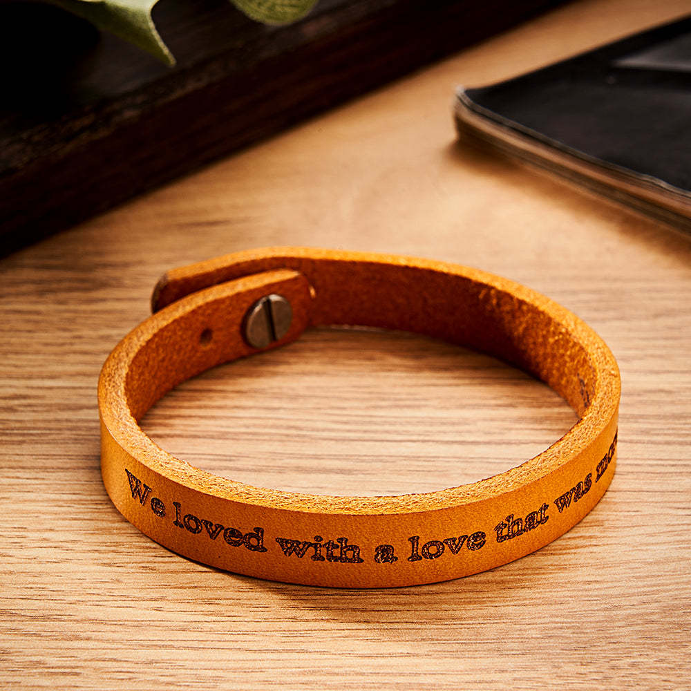 Engravable Retro Leather Bracelet Unique Style Men's Bracelet - 