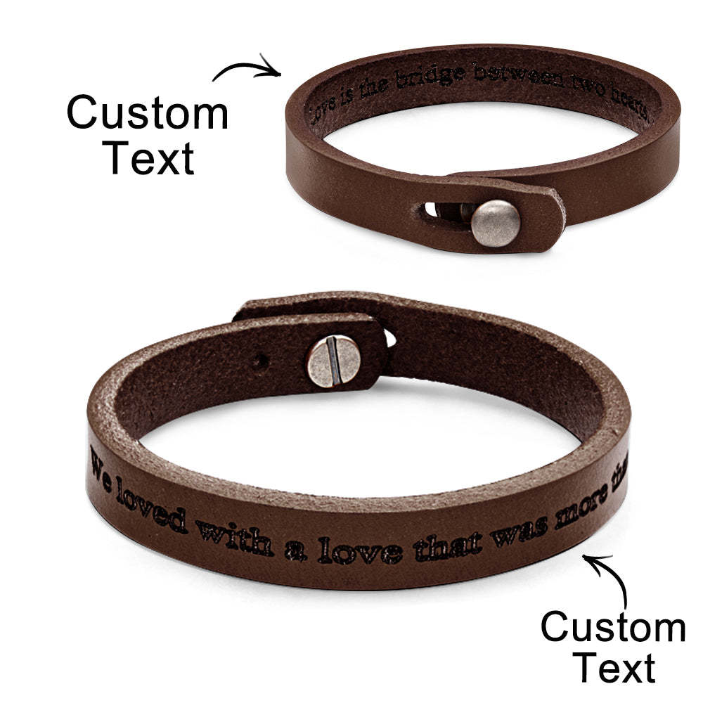 Engravable Retro Leather Bracelet Unique Style Men's Bracelet - 