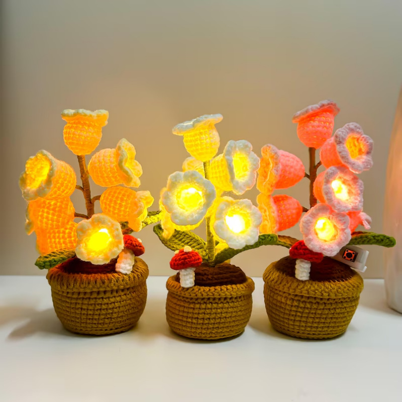 Romantic LED Crocheted Lily of the Valley – Glowing Knit Flower for Valentine’s Day - 