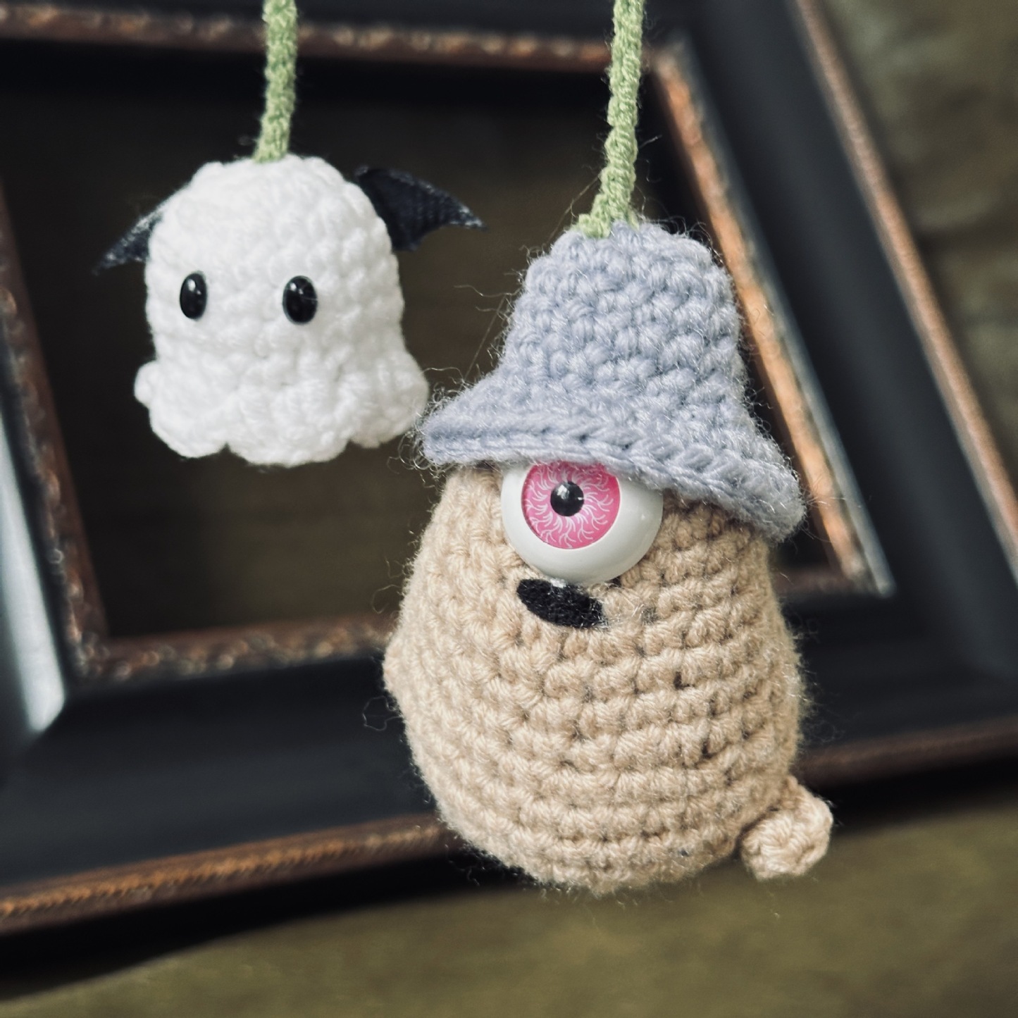 Original Crochet Pumpkin Ghost Ornament - Soft Car Accessory, Creative Auto Gift - 