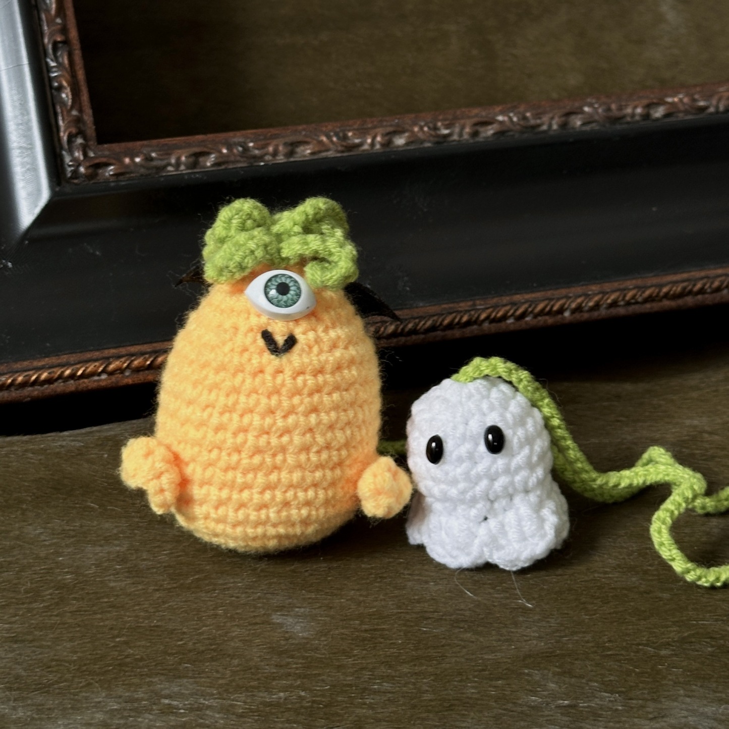 Original Crochet Pumpkin Ghost Ornament - Soft Car Accessory, Creative Auto Gift - 