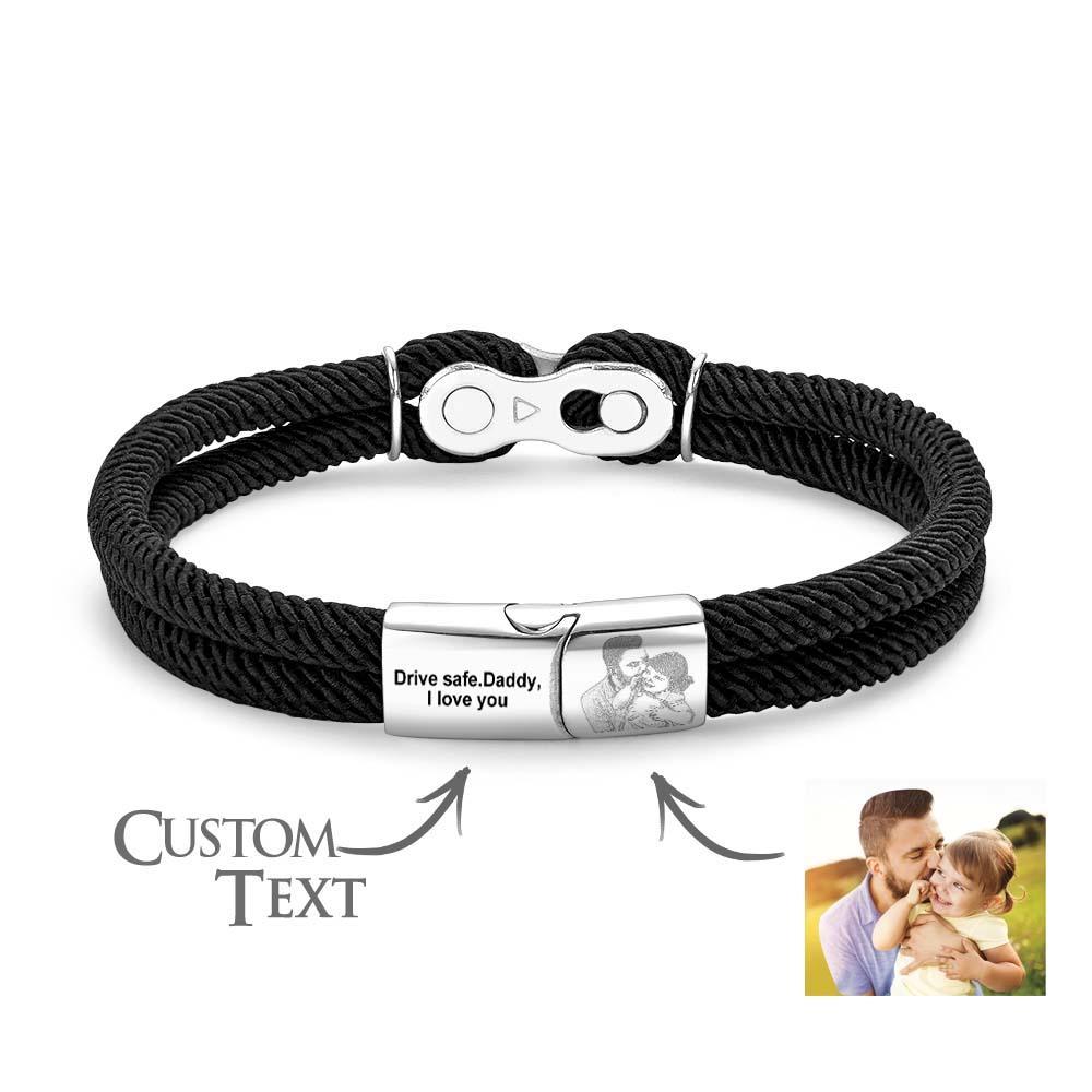 Custom Text and Photo Bracelet Personalized Stylish Hand Strap Bracelet For Men - 