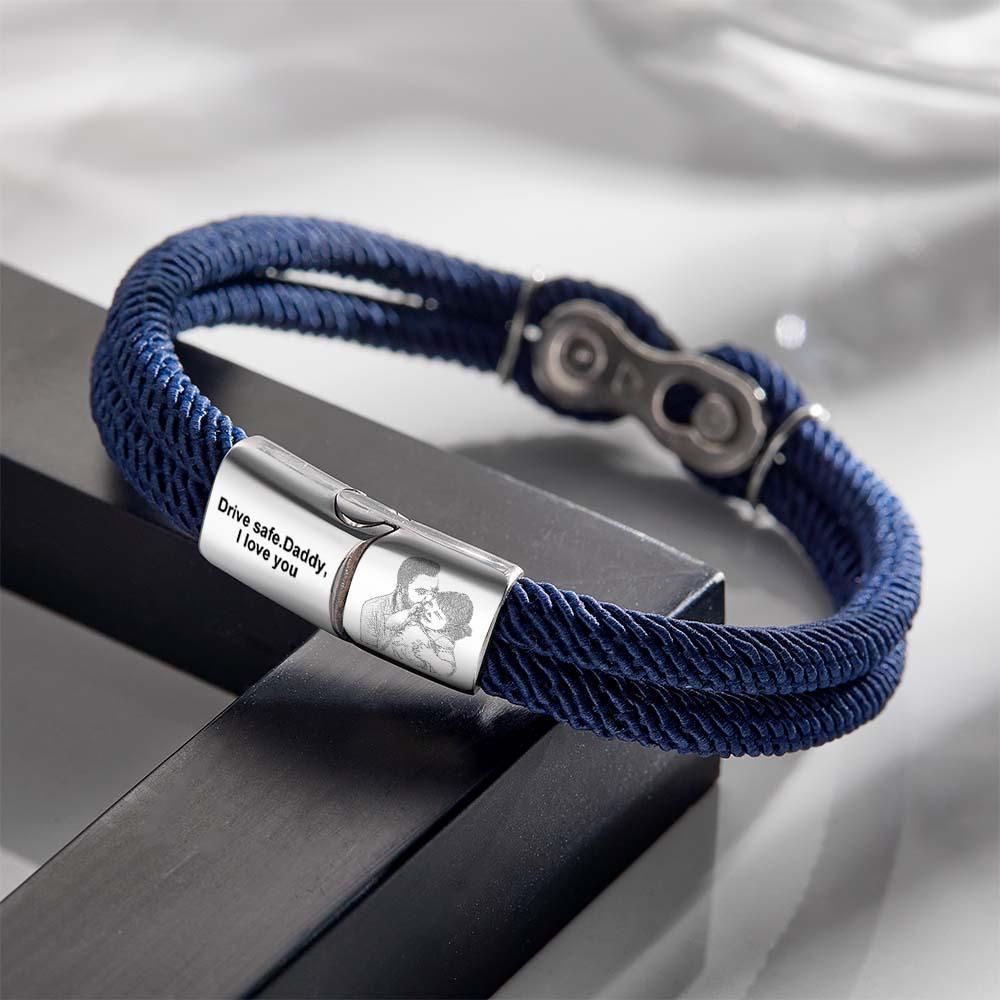 Custom Text and Photo Bracelet Personalized Stylish Hand Strap Bracelet For Men - 