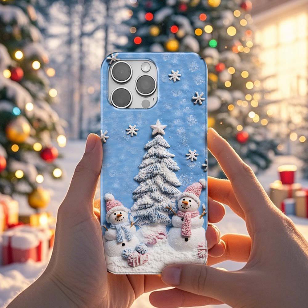 MagSafe Snowman Winter iPhone Case | Christmas Tree Snow Scene Phone Cover for iPhone 15, 14, 13 Pro Max | Holiday MagSafe Case ps c24