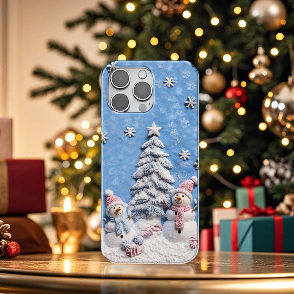 MagSafe Snowman Winter iPhone Case | Christmas Tree Snow Scene Phone Cover for iPhone 15, 14, 13 Pro Max | Holiday MagSafe Case ps c24