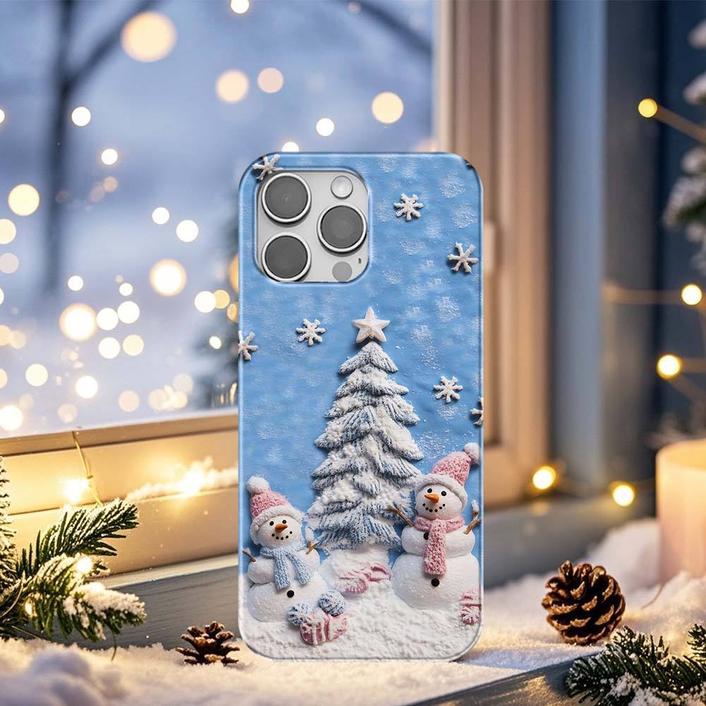MagSafe Snowman Winter iPhone Case | Christmas Tree Snow Scene Phone Cover for iPhone 15, 14, 13 Pro Max | Holiday MagSafe Case ps c24