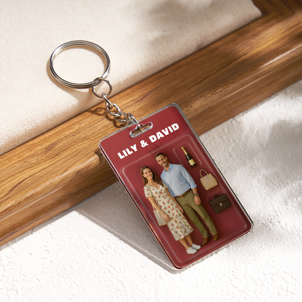 Custom Acrylic Keychains Personalized Couple Keyrings Sweet Anniversary Gift for Mr & Mrs' Matching Set - 