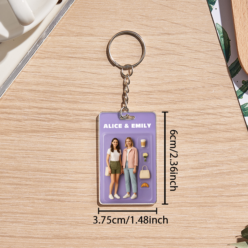 Custom Acrylic Keychains Personalized Couple Keyrings Sweet Anniversary Gift for Mr & Mrs' Matching Set - 