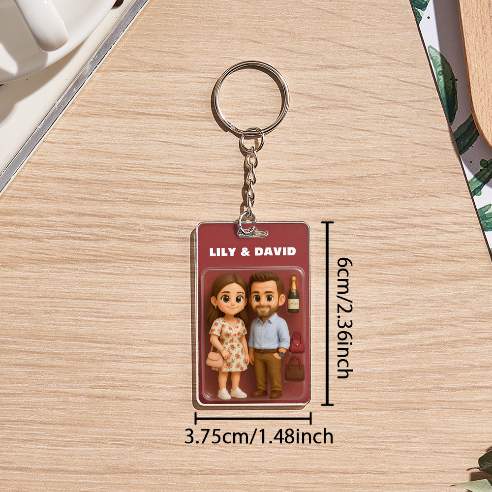 Custom Acrylic Keychains Personalized Couple Keyrings Sweet Anniversary Gift for Mr & Mrs' Matching Set - 