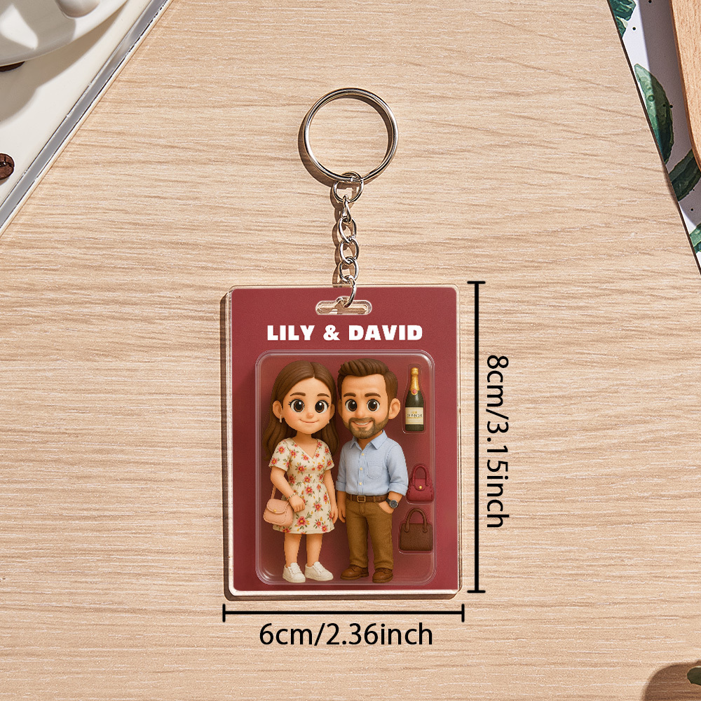 Custom Acrylic Keychains Personalized Couple Keyrings Sweet Anniversary Gift for Mr & Mrs' Matching Set - 