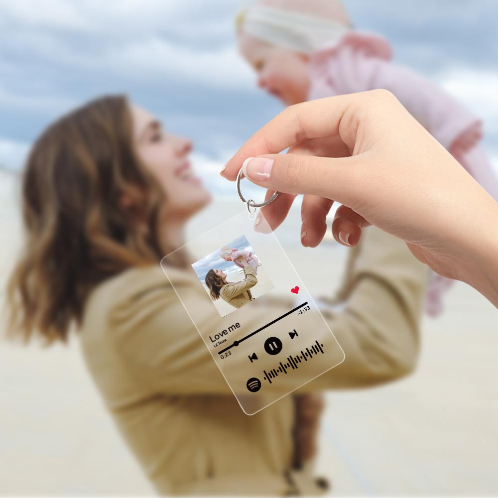 Custom Spotify Code Acrylic Music Keychain Photo Keyring For Mom