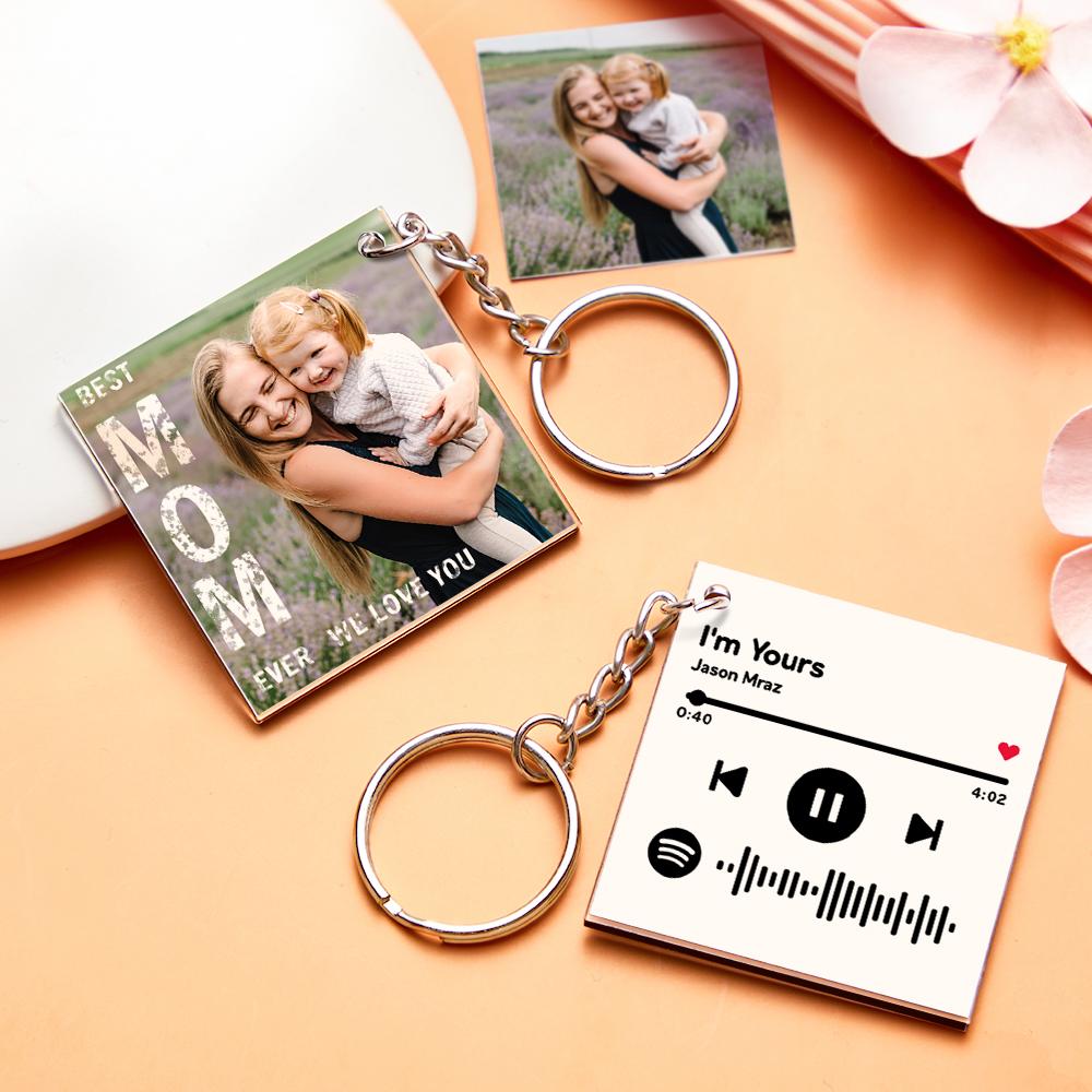 Custom Photo Keychain Spotify Keychain Personalised Gift for Mom Mother's Day Gift