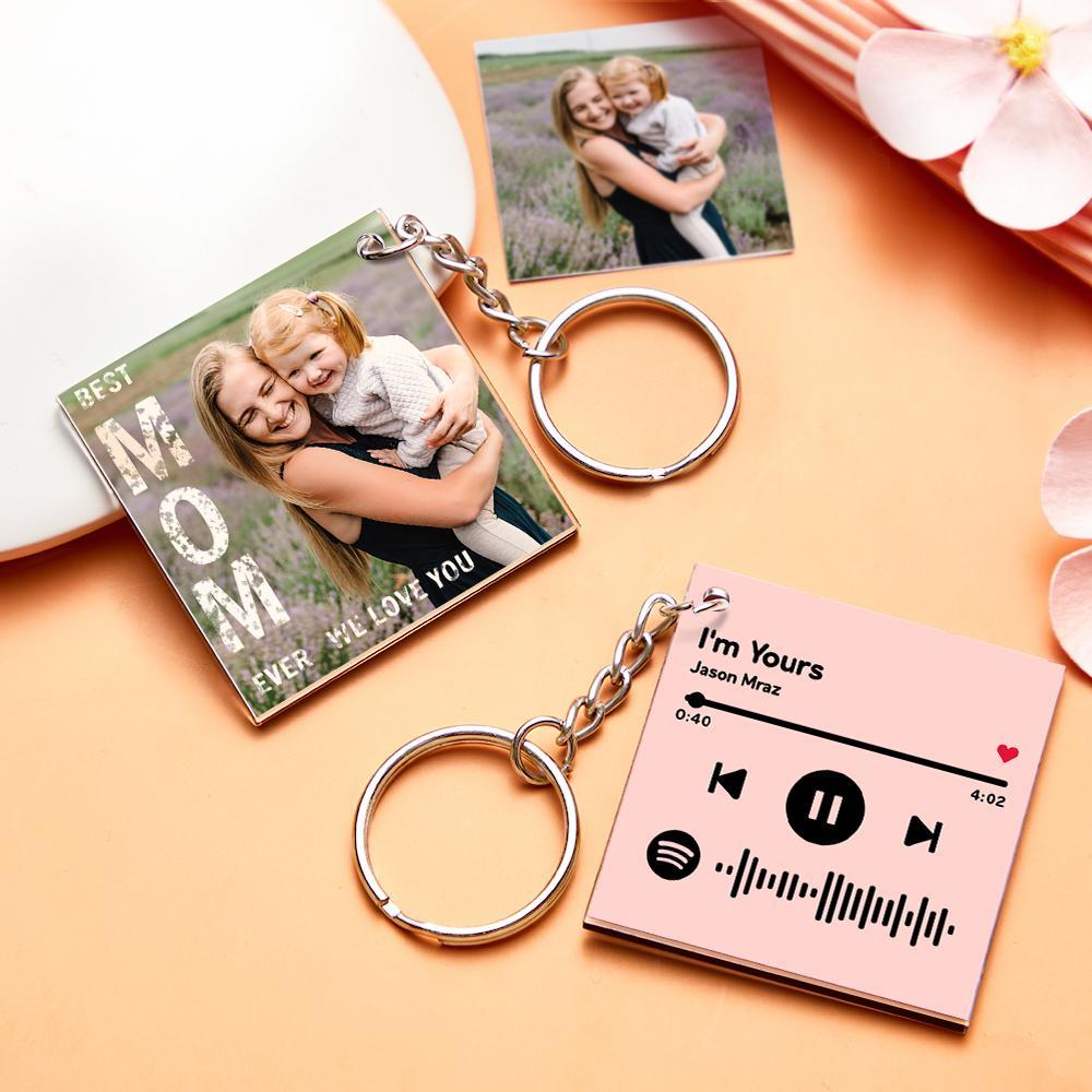 Custom Photo Keychain Spotify Keychain Personalized Gift for Mom Mother's Day Gift - myphotowalletau