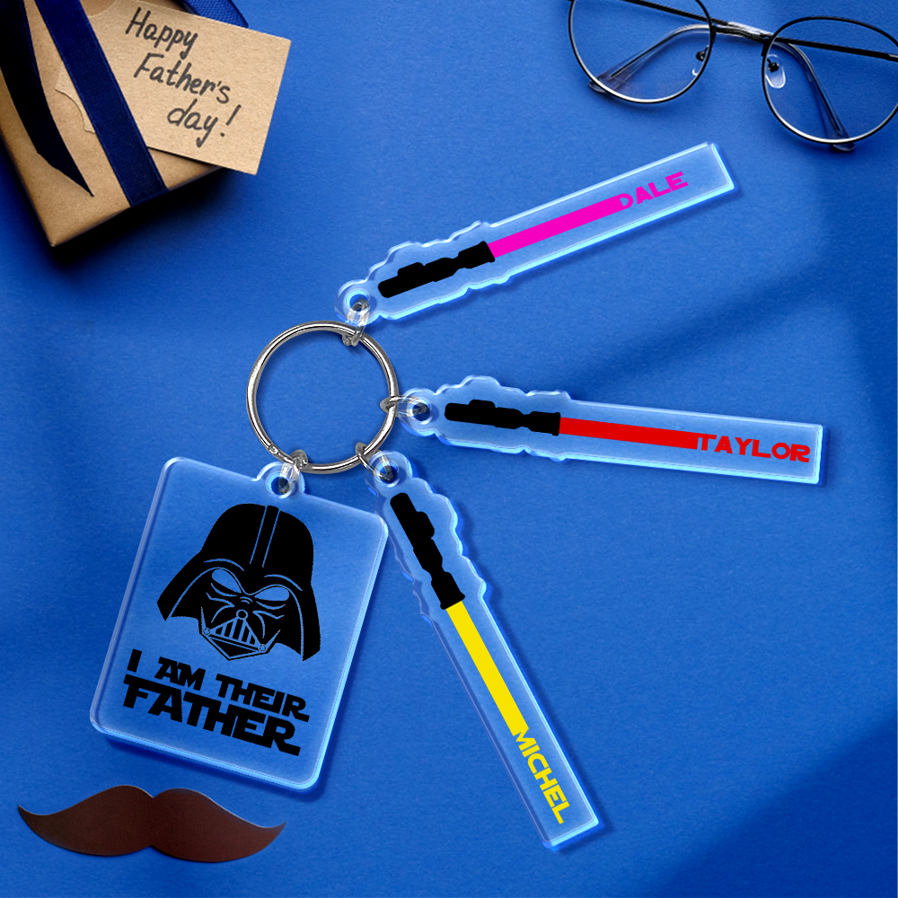 I'm Their Father Keyring | Personalized Name Keychain | Custom Name Lightsaber | Star Wars Keychain | Father's Day Gift | Christmas gifts